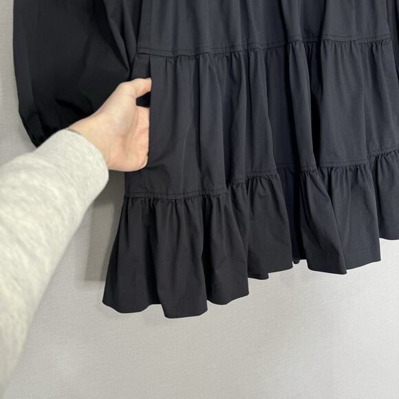 Cinq a Sept Rose Tiered Mini Dress Womens 2 Black Bishop Sleeve Cottage Boho - Picture 4 of 16